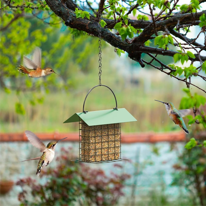 Trieez Bird Feeder for Outdoors, Suet Feeder Hanging, Attracts Nuthatches, Woodpeckers, Creepers, Weatherproof Bird Feeders for Wild Birds Woodpecker, Single Suet Cage for Outdoor - Image 5